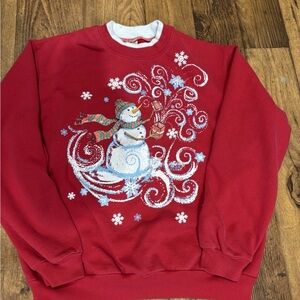 Red Snowman Graphic Crewneck Sweatshirt